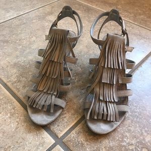 Sam Edelman Sandra Taupe Fringe Suede Sandal